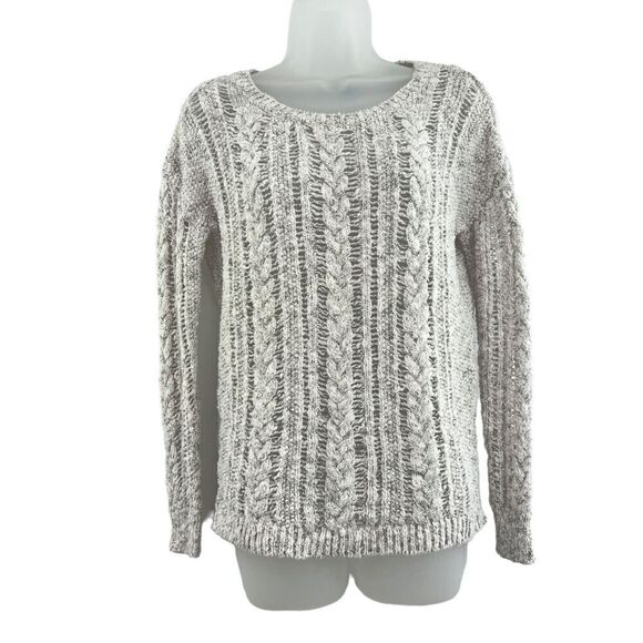 Vince Heather Grey Pullover Open Cable Chunky Knit Sweater Women XS Long Sleeve - Picture 1 of 10